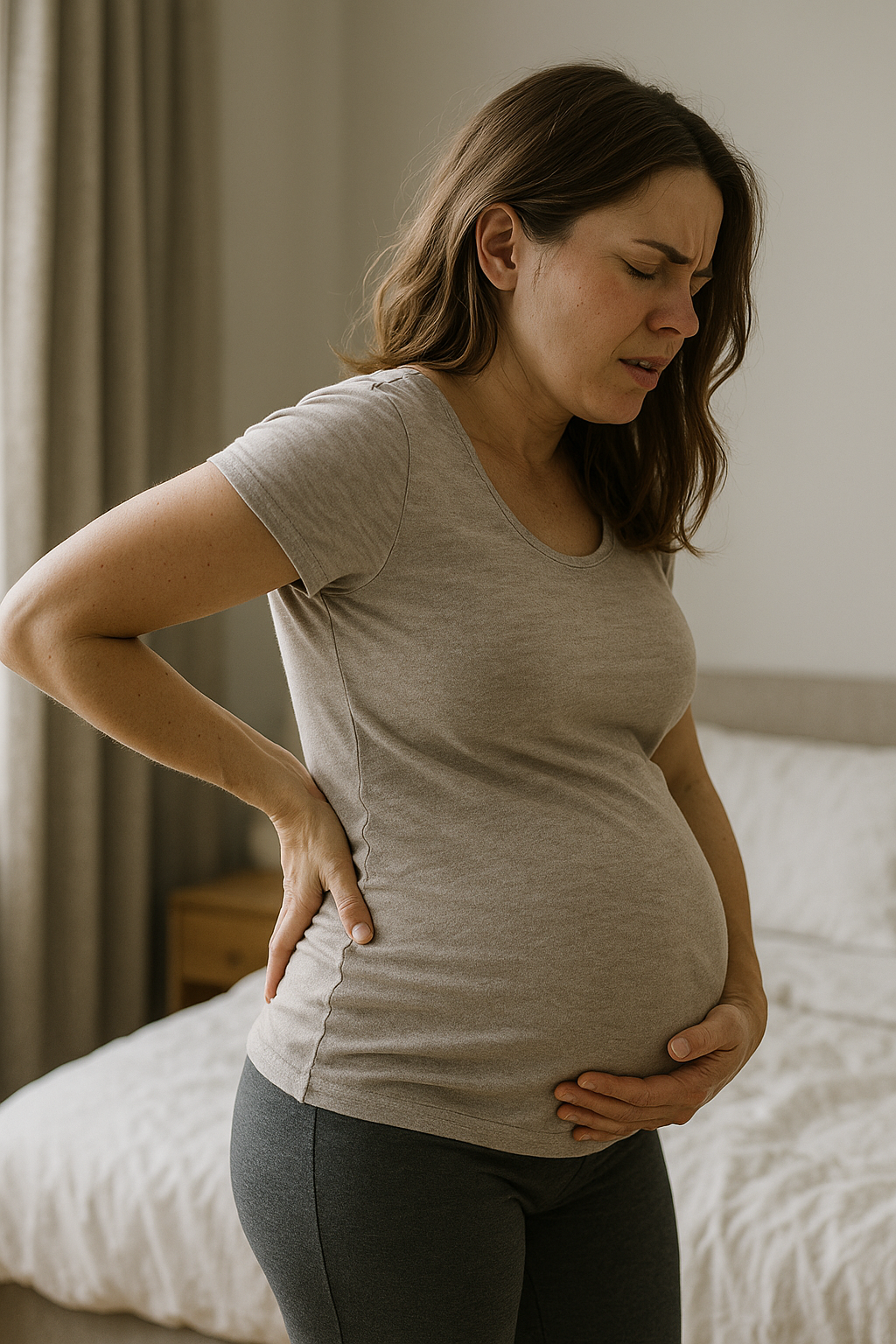 Gravid och ont i höger ländrygg? Upptäck orsaker och lindring! - Illustration