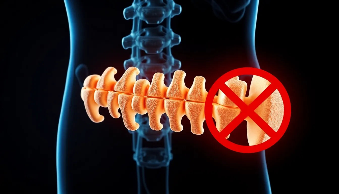 Lindra ländryggssmärta: effektiva strategier mot lumbal spondylos - Illustration