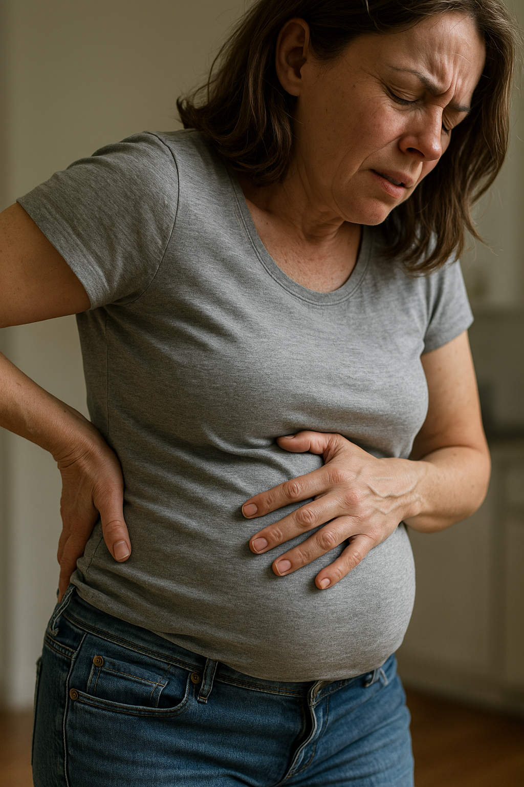 Uppblåst mage och ländryggssmärta: när är det dags att agera? - Illustration