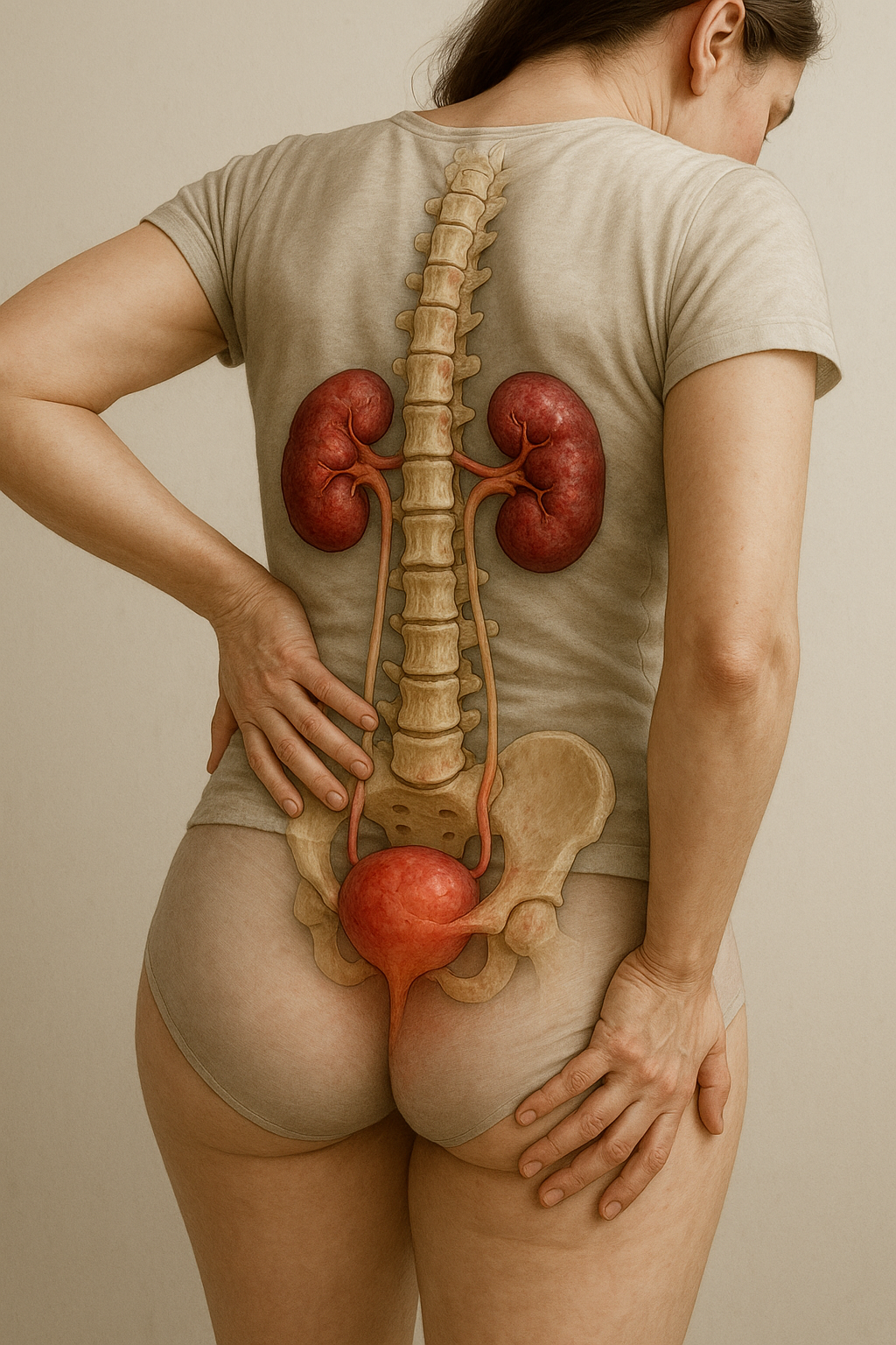 Upptäck orsakerna och lösningarna för smärta i blåsan och ländryggen - Illustration