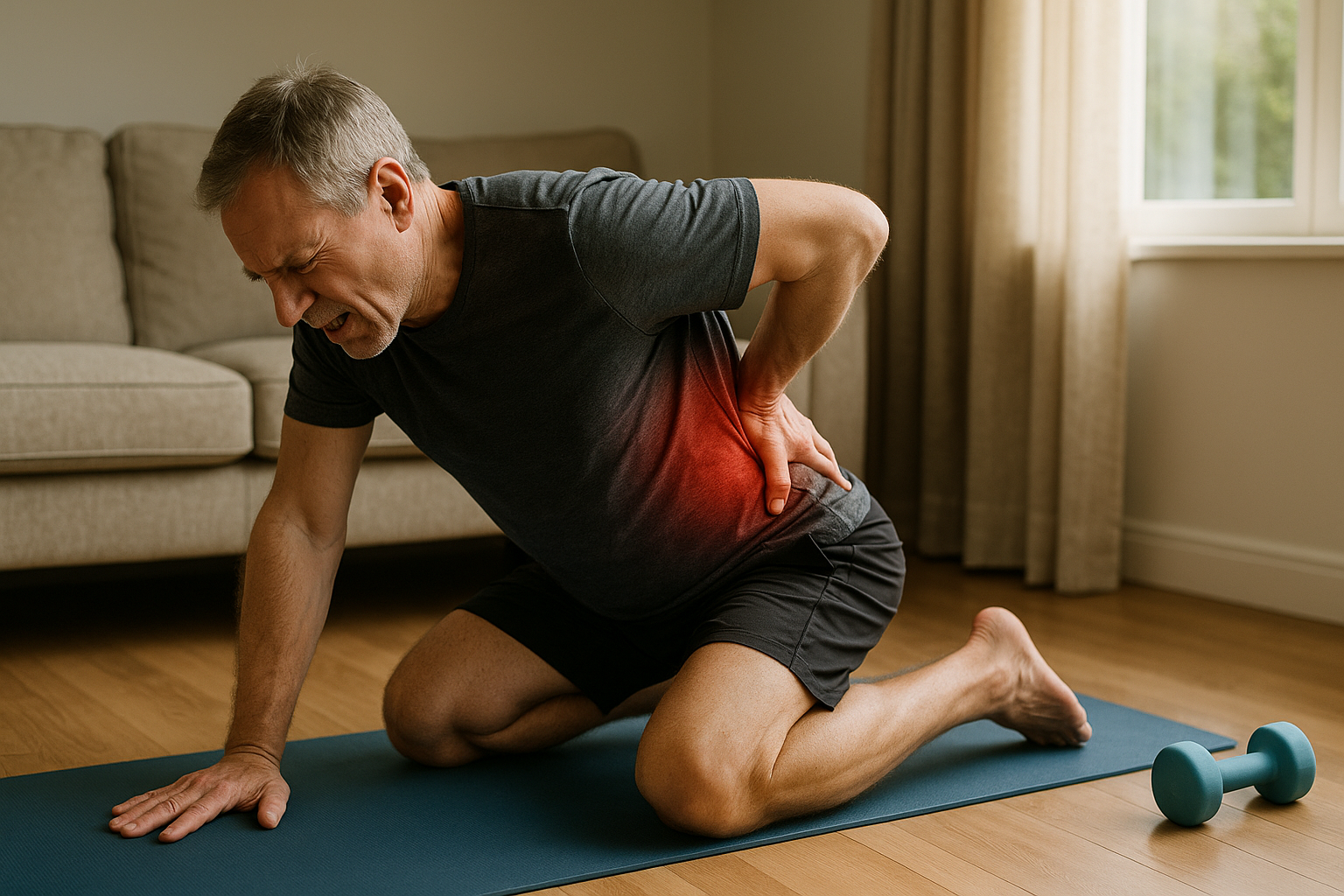 Övningsläsare upptäcker enkla rörelser för att lindra ryggskott i ländryggen - Illustration