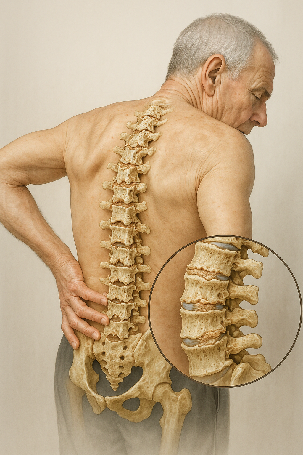 Upptäck hur du kan lindra smärta från degenerativa förändringar i ländryggen med rätt ergonomi och träning - Illustration