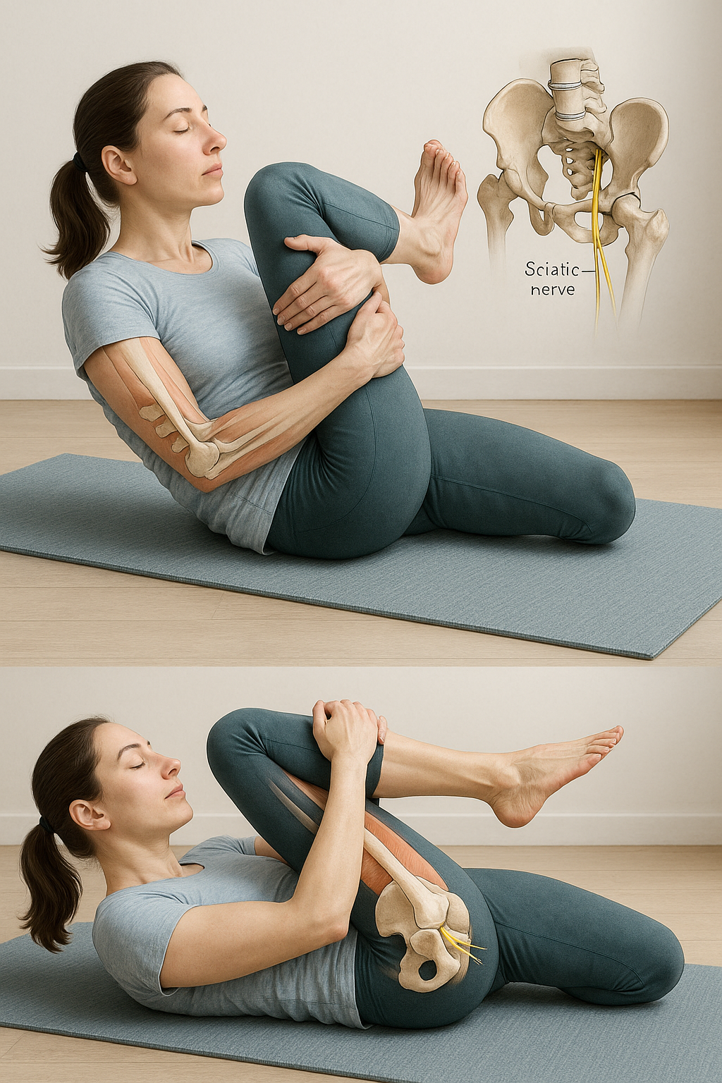 Befria ischiasnerven: yogaövningar som lindrar smärtan - Illustration