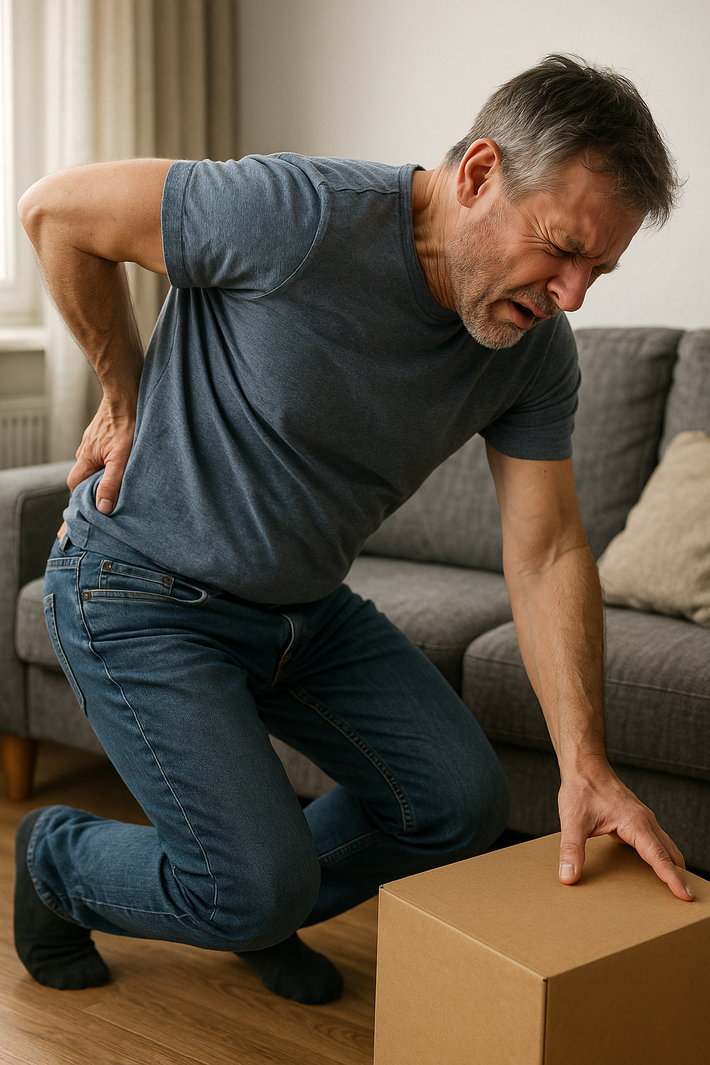 Så lindrar du akut ryggsmärta efter en felaktig rörelse - Illustration
