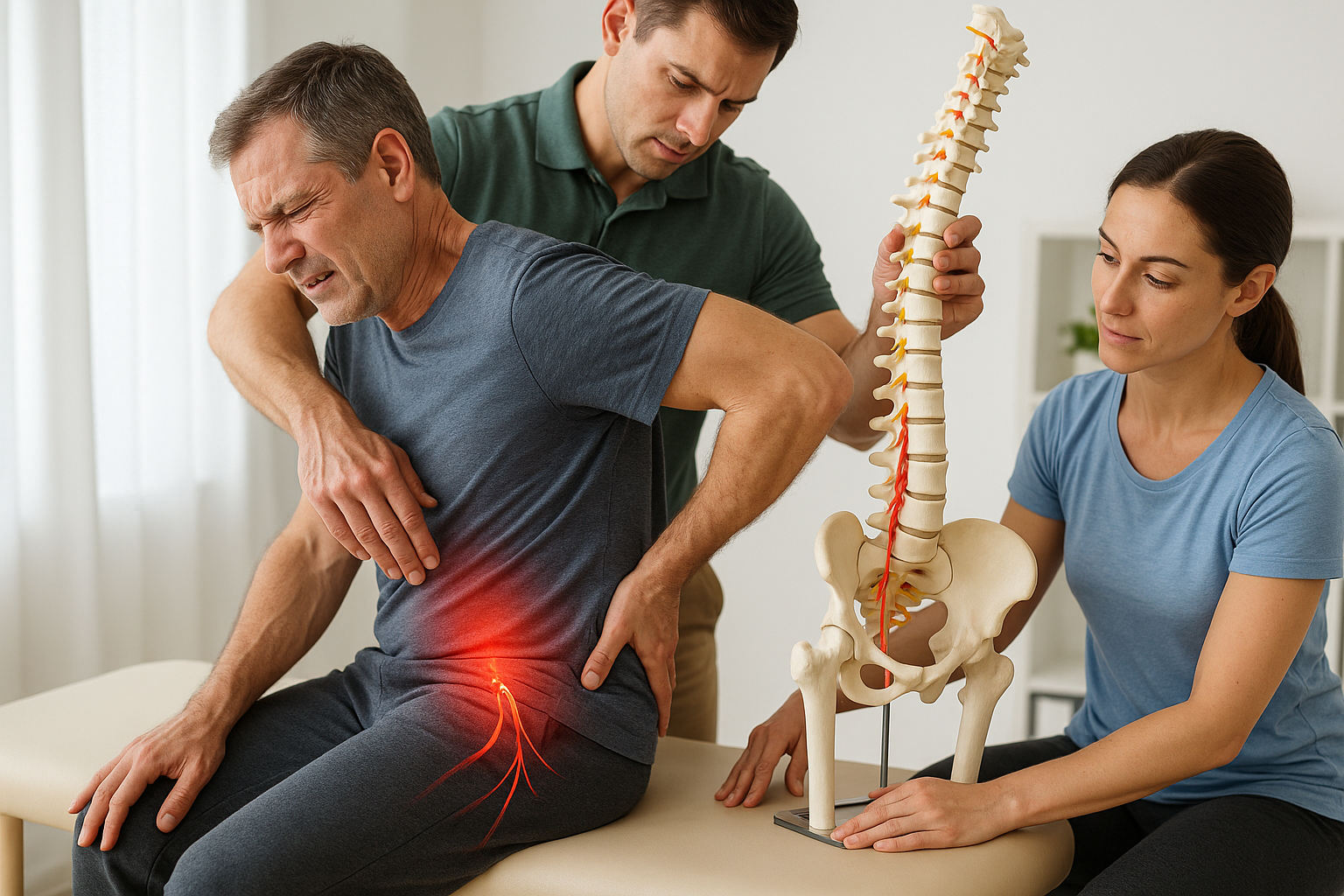 Vem ska du välja vid ischiassmärta – kiropraktor eller fysioterapeut? - Illustration