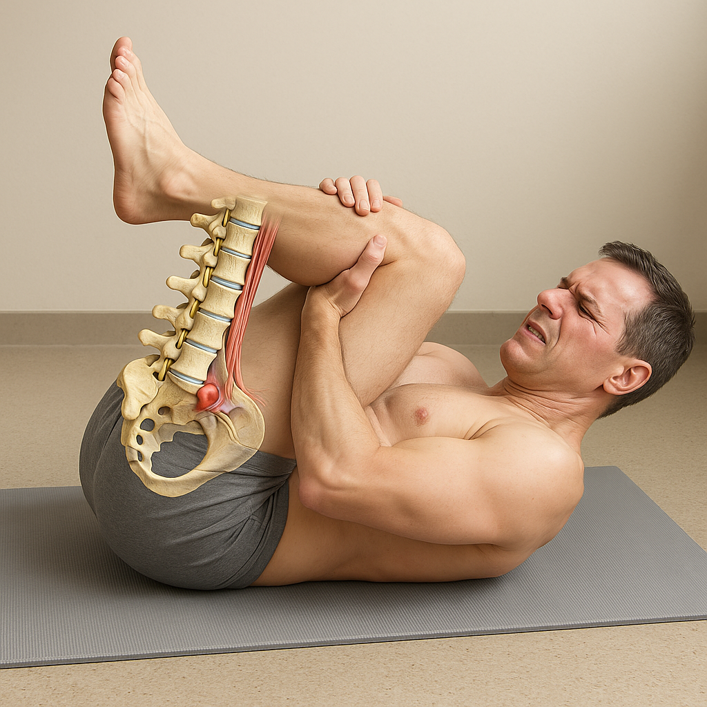 Effektiva övningar för ländryggsdiskbråck: träna bort smärtan hemma - Illustration