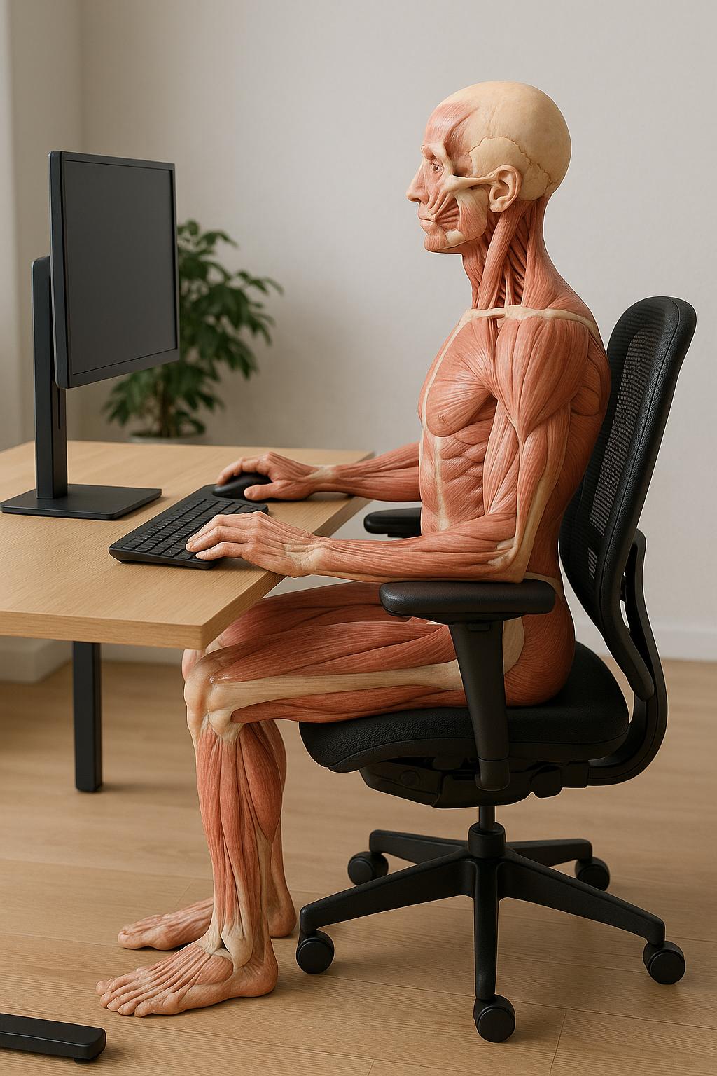 Skapa din perfekta ergonomiska arbetsplats och säg adjö till smärta - Illustration