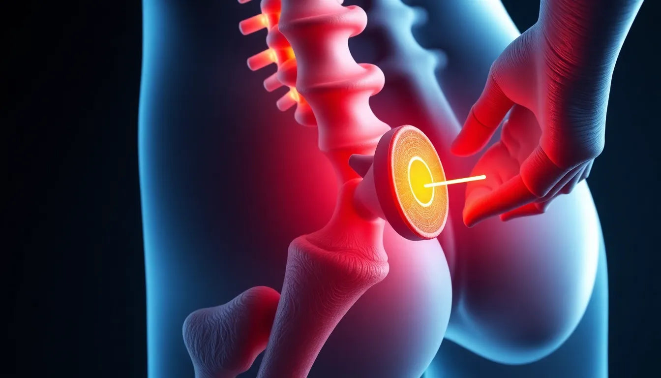 Diskbråck och höftsmärta: förstå sambandet och lindra dina besvär - Illustration