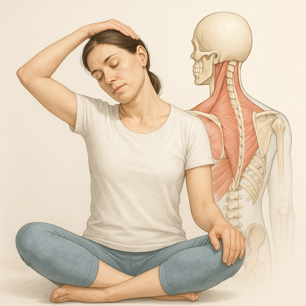 Lindra stelhet med yoga för nacke och axlar – enkla övningar som gör skillnad - Illustration
