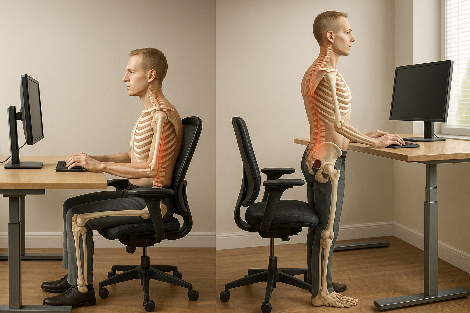 Förbättra din hälsa och produktivitet med smart ergonomi på arbetsplatsen - Illustration