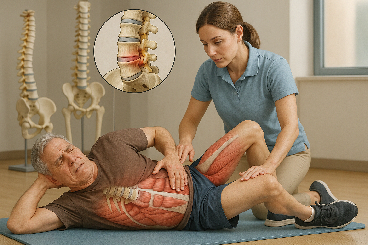 Hitta rätt övningar för att lindra smärta vid spinal stenos i ländryggen - Illustration