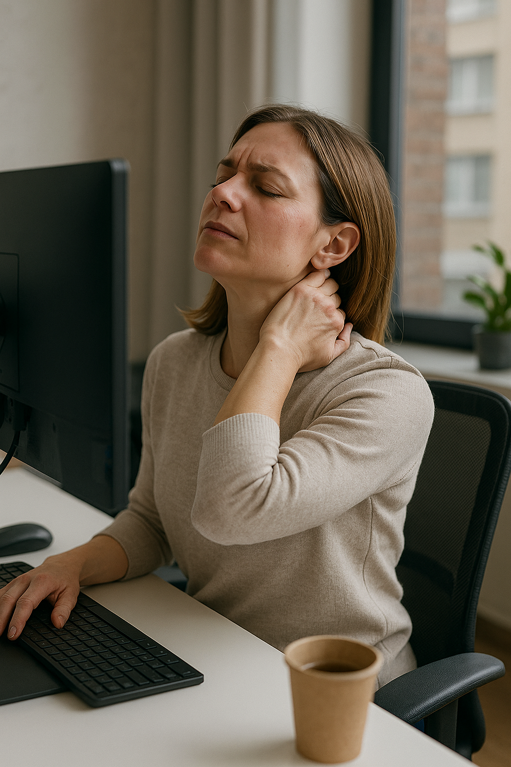 Övningsläsare: mjuka rörelser för att lindra nackspänningar - Illustration