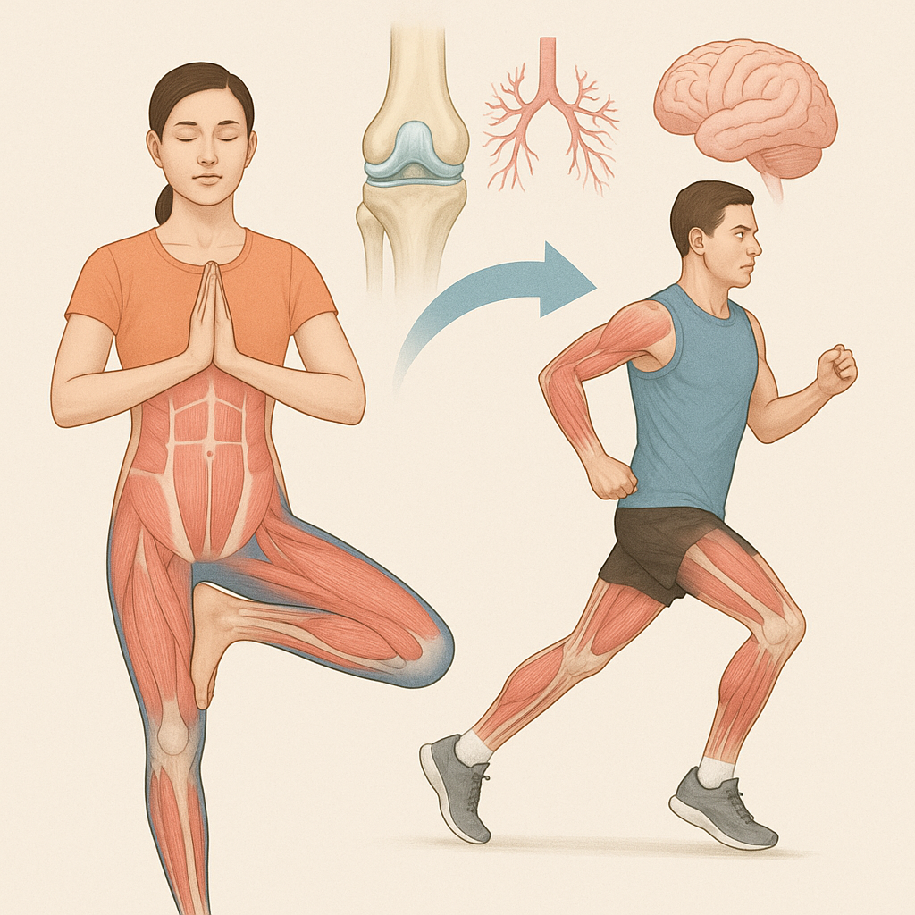 Yoga som förbättrar löpsteget och minskar skaderisken för löpare - Illustration