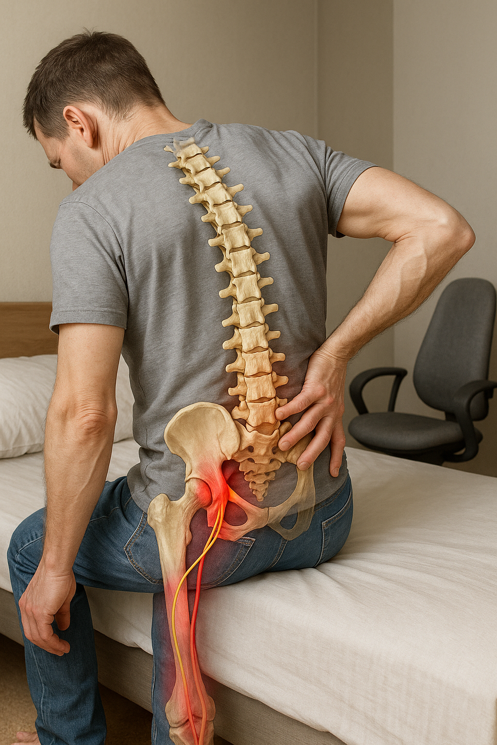 Lindra smärtan: effektiva lösningar för ont i ländrygg och ben - Illustration