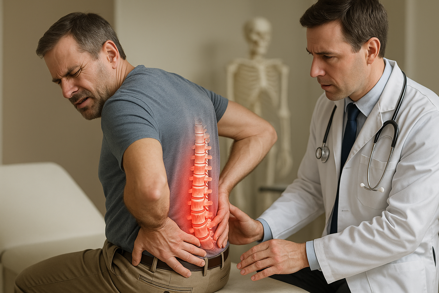 Effektiva strategier för att lindra smärta vid ryggskott i ländryggen - Illustration