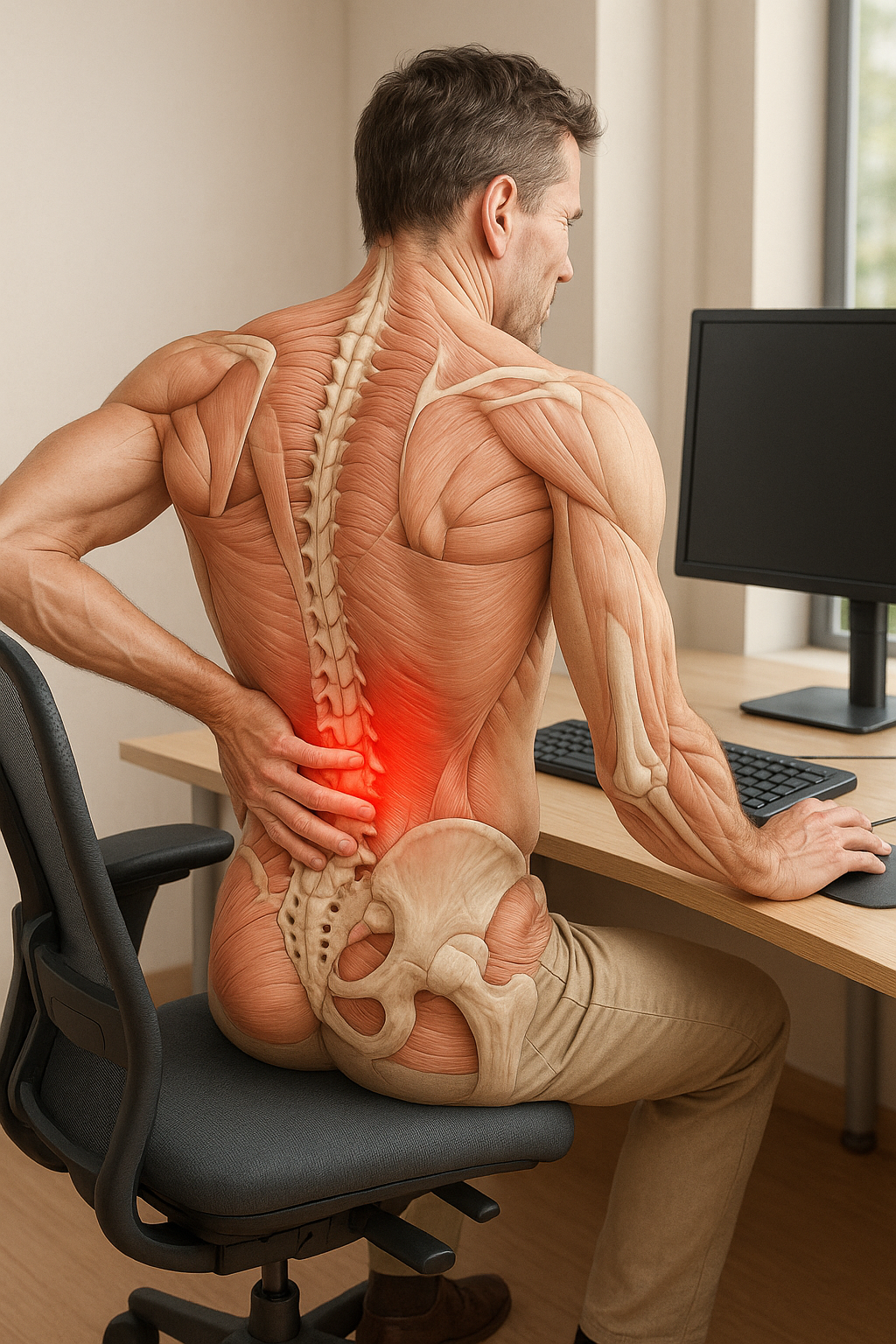 Bli fri från ryggkramper med rätt ergonomi och rörelse - Illustration