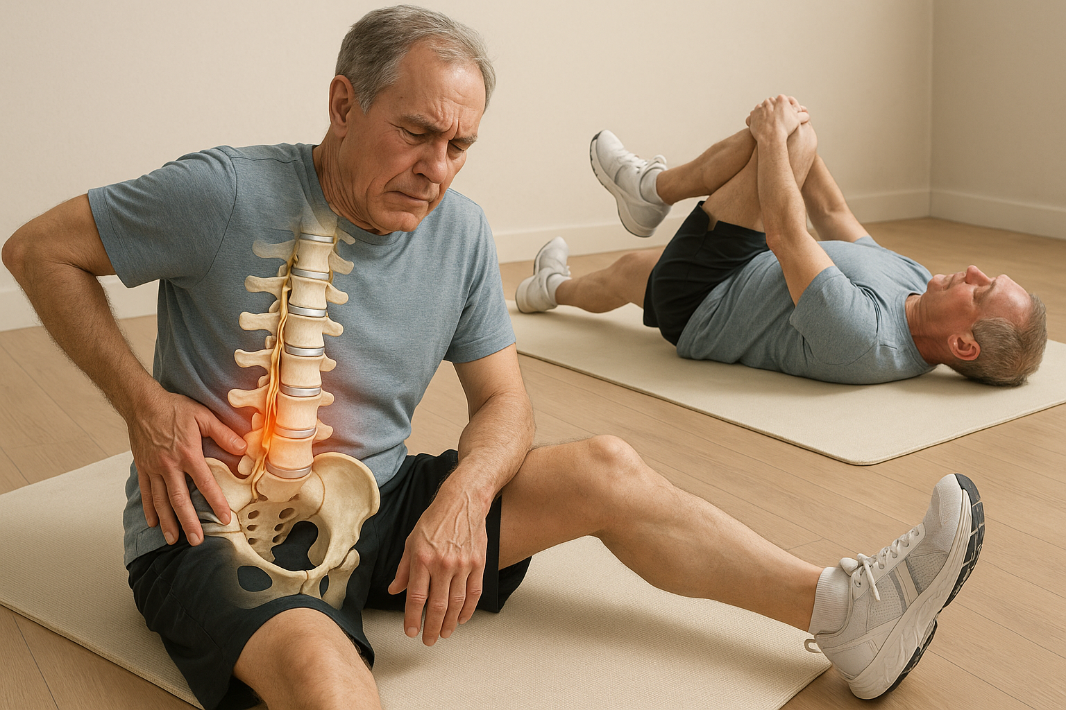 Upptäck de bästa övningarna för att lindra smärta vid spinal stenos hemma - Illustration
