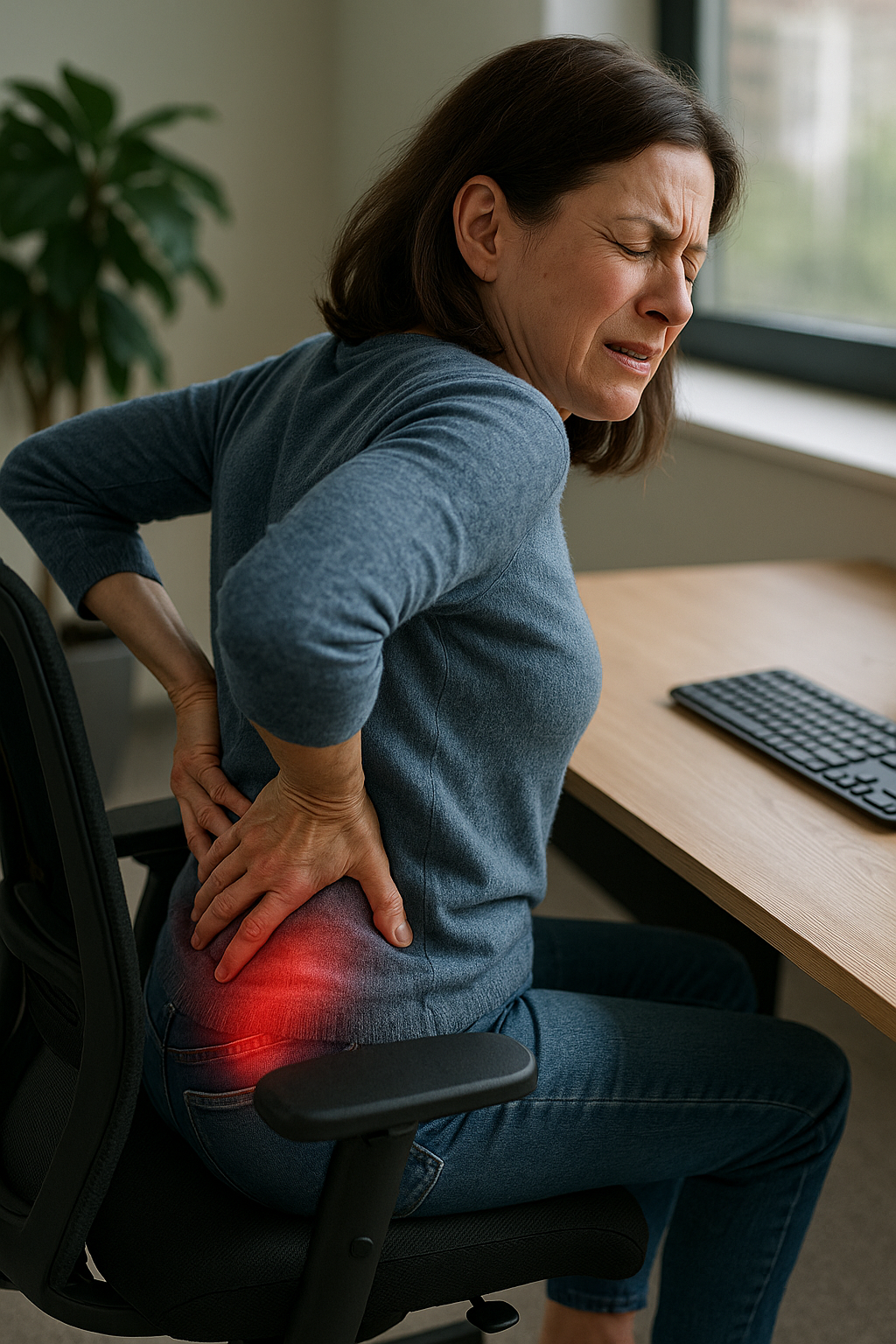Lär dig lindra smärta i svansbenet och ländryggen med rätt ergonomi - Illustration