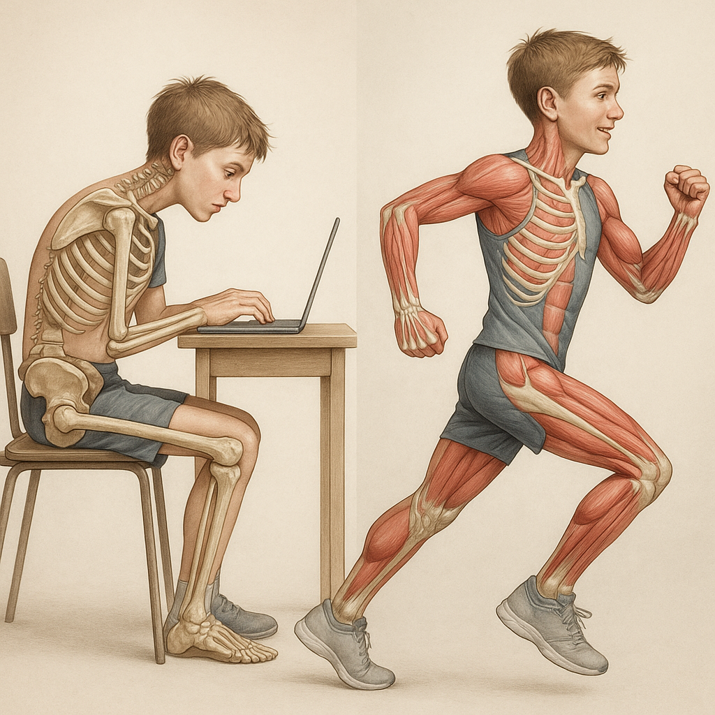 Upptäck glädjen i rörelse: hur motion främjar barns hälsa och hållning - Illustration