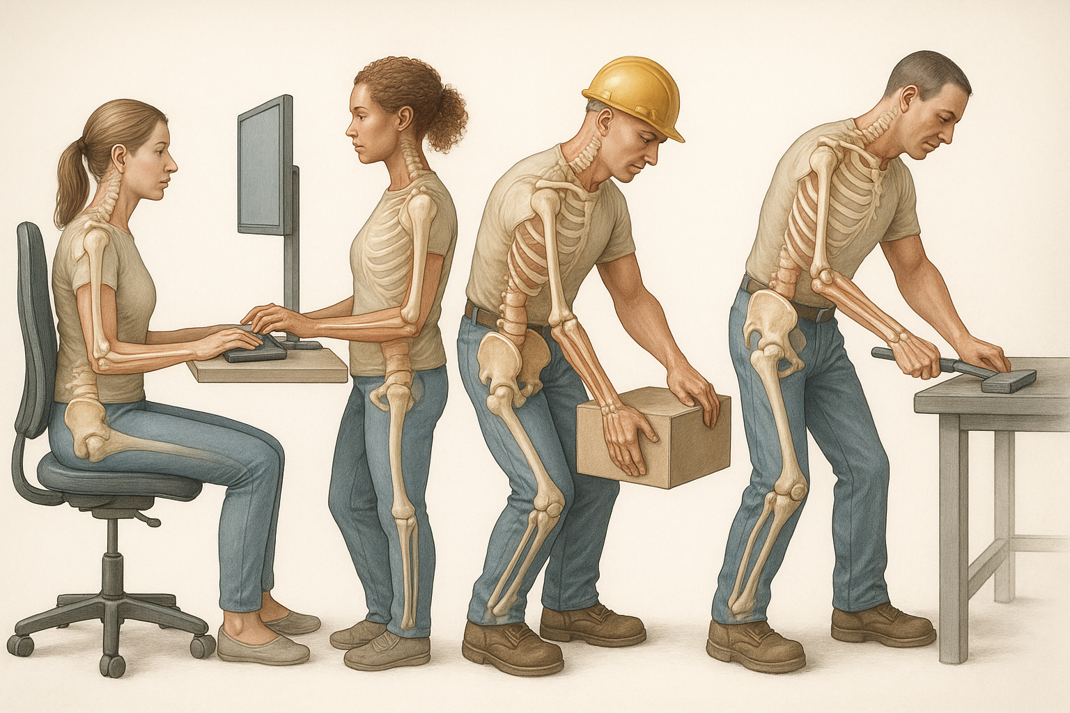 Optimera dina arbetspositioner för bättre hälsa och produktivitet - Illustration