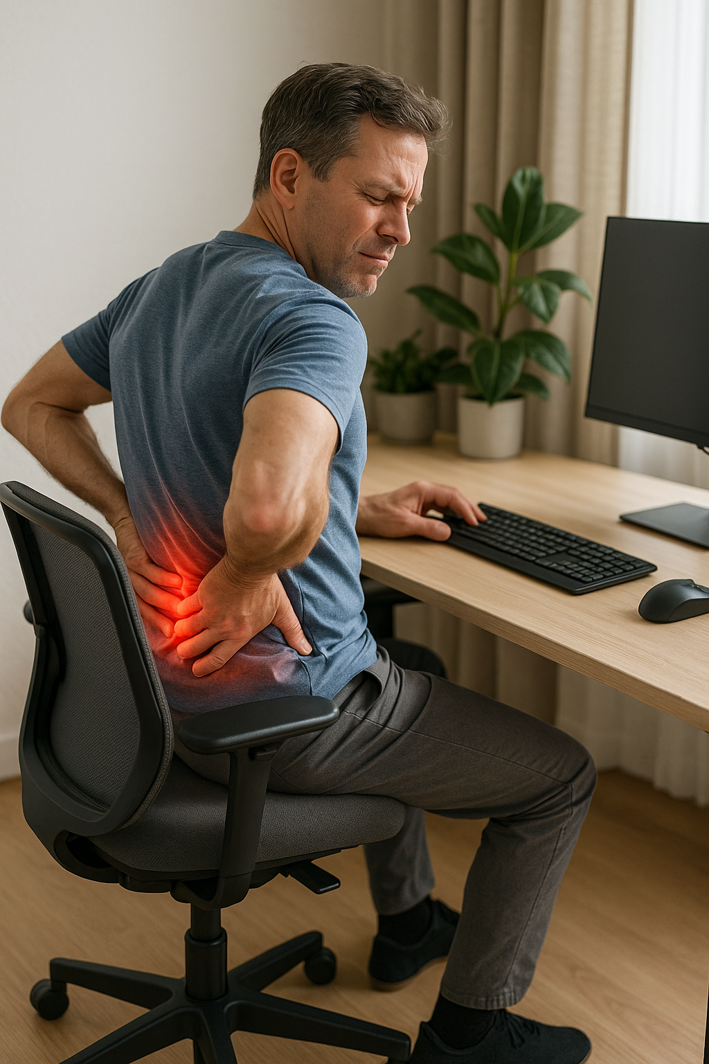Sitt smartare och slipp smärtan i ländryggen – tips för bättre sittställningar och ergonomi - Illustration