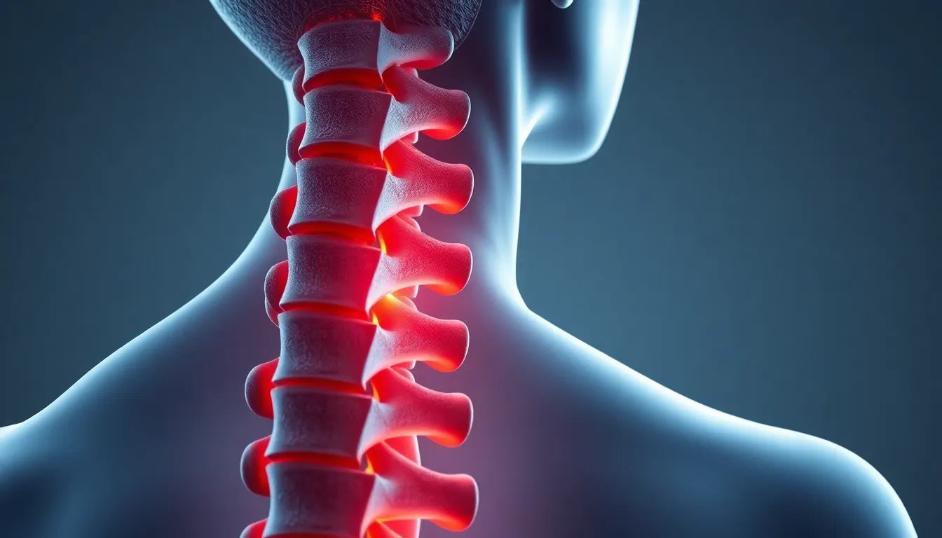 Lär dig leva smärtfritt med spinal stenos i nacken - Illustration