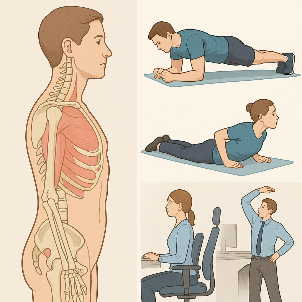 Fitnesstips som förbättrar din hållning och minskar smärta - Illustration