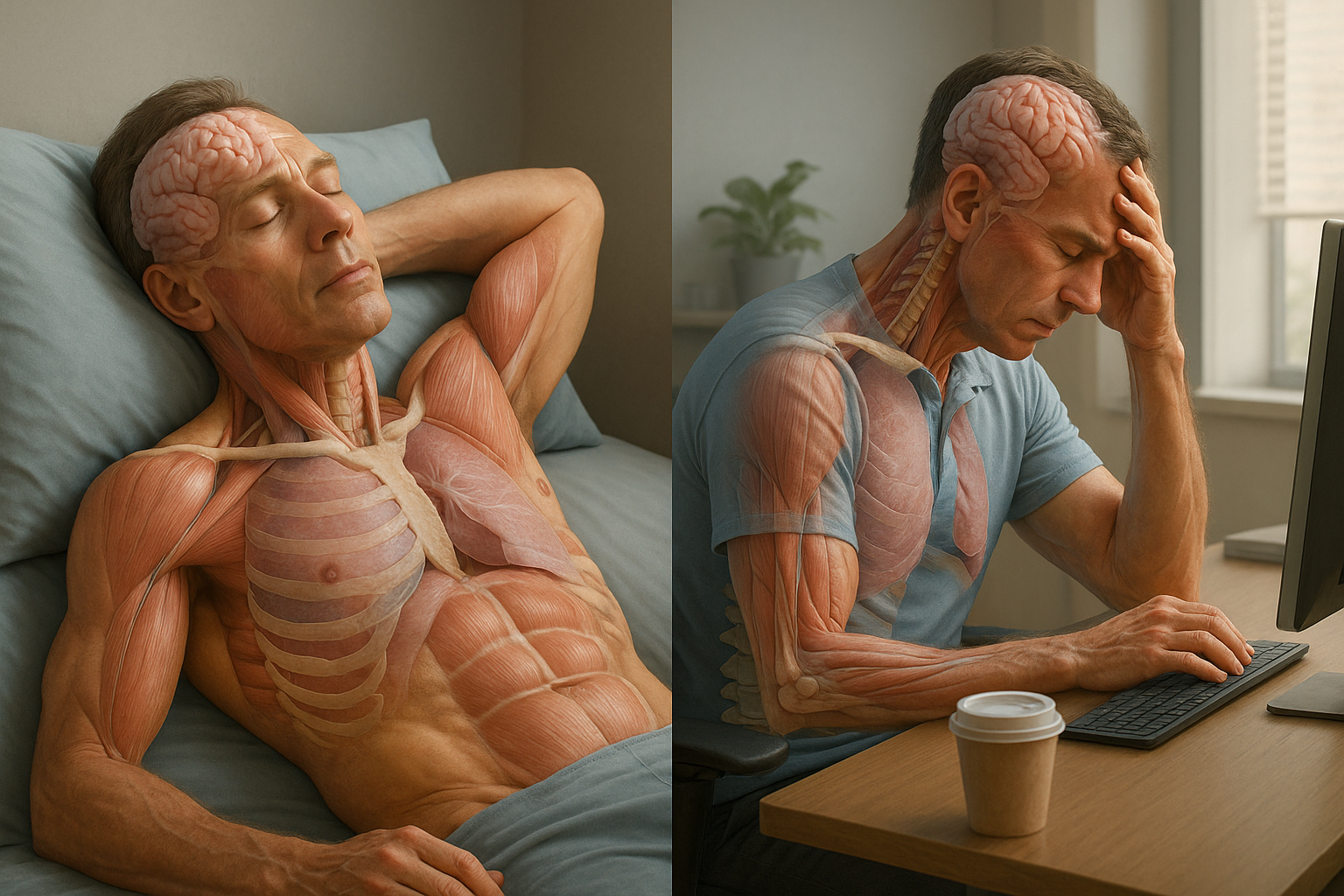 Snabbare återhämtning i vardagen: så minskar du stress och smärta med ergonomi och rörelse - Illustration