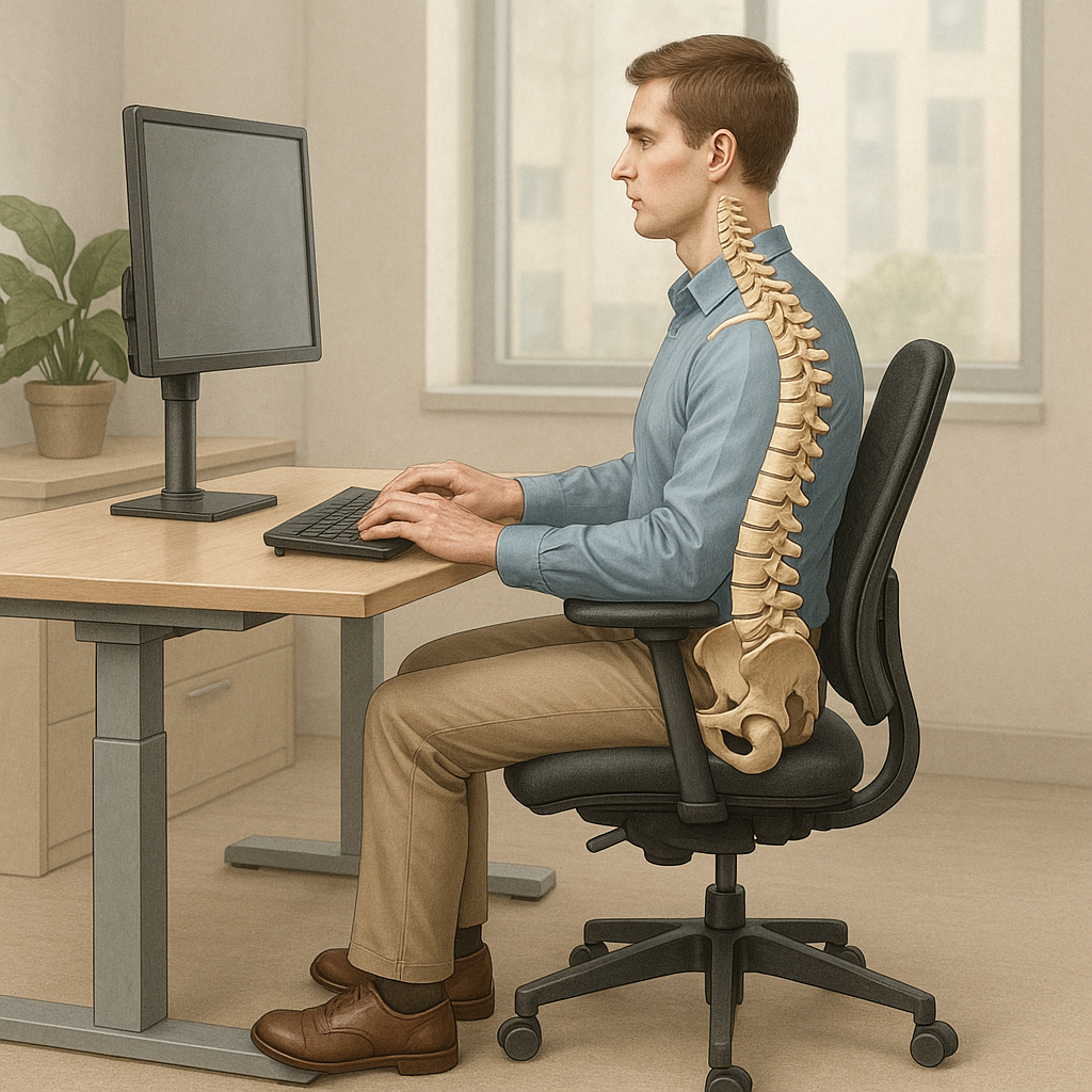 Ergonomiska principer: skapa en hälsosam arbetsmiljö med rätt hjälpmedel - Illustration