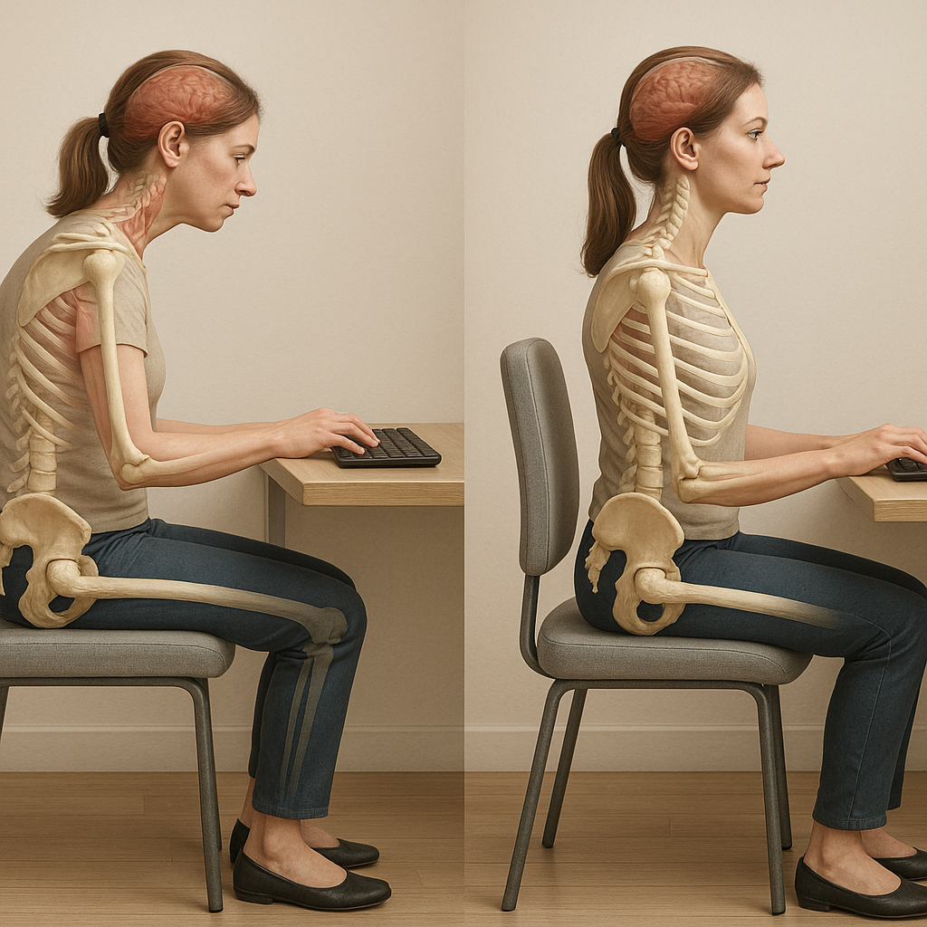 Förbättra din kroppshållning och minska smärta med enkla vardagstips - Illustration