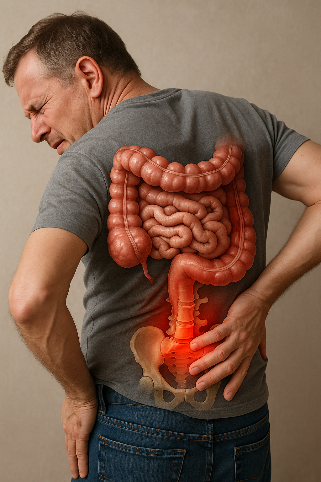 Förstoppningens dolda påverkan: så kan din tarm påverka ryggen - Illustration